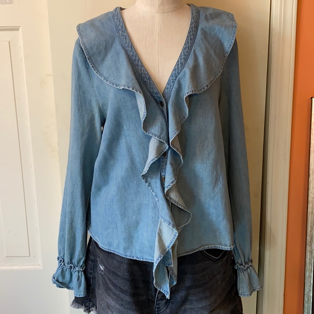 Free People Chambray Button Up - image 1
